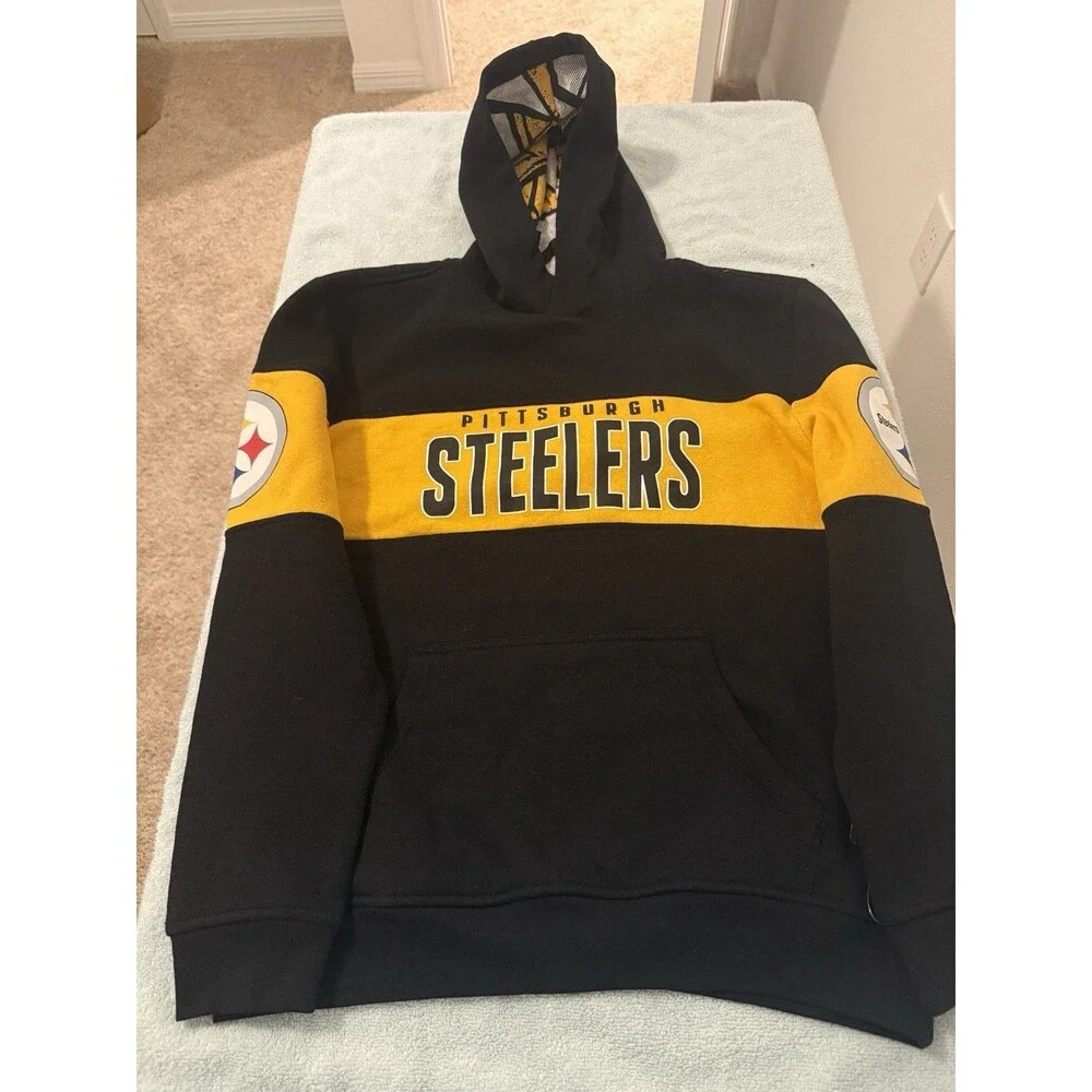 Pittsburgh Steelers Hoodie Youth Large- 14/16 NFL Team Apparel Nwt - Picture 4 of 6